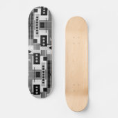 Geometrische Retro-Formen, schwarz, grau und weiß Skateboard (Vorderseite)