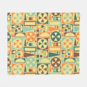 Geometrische Retro Fünfzigerjahre Mitte- des Fleecedecke (Vorderseite (Horizontal))