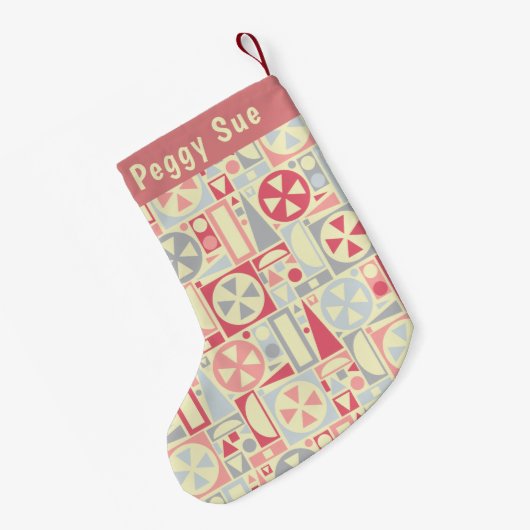 Geometrische Retro Fünfzigerjahre Mitte- des Kleiner Weihnachtsstrumpf (Rückseite (Hängend))