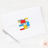 Geometrische Retro-Mondrian-Farbkomposition Quadratischer Aufkleber (Umschlag)