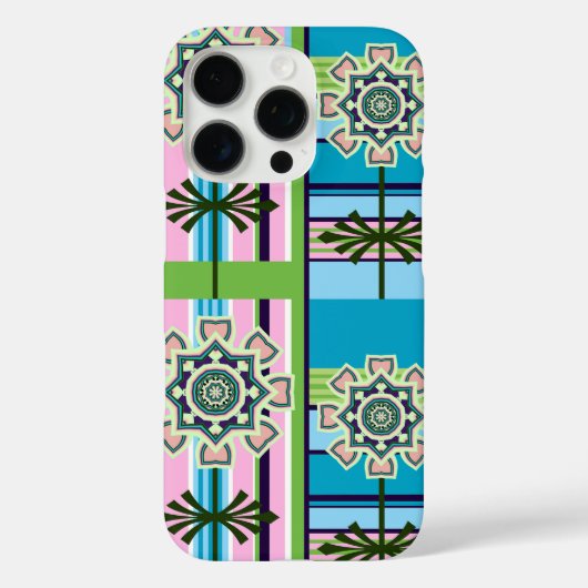 Geometrische Retro-Muster und Fantasie-Blume Case-Mate iPhone Hülle (Rückseite)