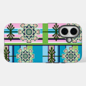 Geometrische Retro-Muster und Fantasie-Blume Case-Mate iPhone Hülle (Rückseite (Horizontal))
