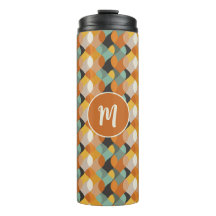 Geometrische Retro Ovale Orange Aquamarin Gold Mon