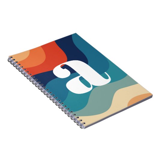 Geometrische Retro-Waves-Regenbogen-Trendy des mit Notizblock (Rechte Seite)