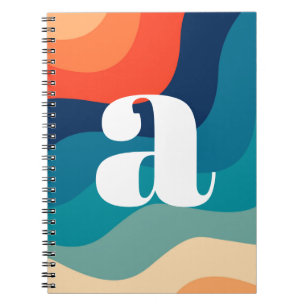 Geometrische Retro-Waves-Regenbogen-Trendy des mit Notizblock