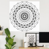 Geometrische Ring-Mandala-Malvorlage Fette Linien Poster (Heimbüro)