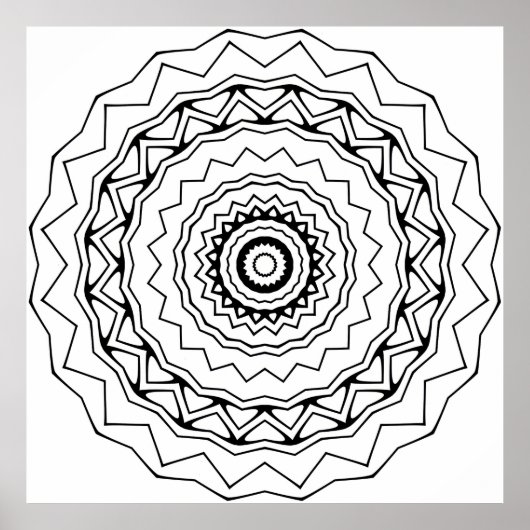 Geometrische Ring-Mandala-Malvorlage Fette Linien Poster (Vorne)