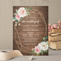 Geometrische romanische Blush-Bloral-Hochzeit