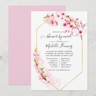 Geometrische rosa Blumen-Frühling-Baby-Party per P Einladung