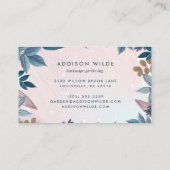 Geometrische rosa Botanische Blätter der Marine Visitenkarte (Rückseite)