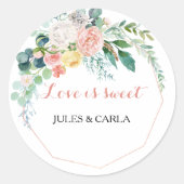 Geometrische Rosa Frühlingsbläschen Liebe ist süße Runder Aufkleber (Vorderseite)