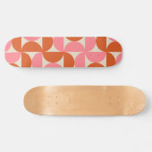 Geometrische rosa Halbkreise des mittleren Jahrhun Skateboard (Horizontal)