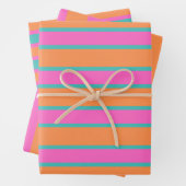 Geometrische rosa, orange und blaue Streifen Geschenkpapier Set (Beispiel)