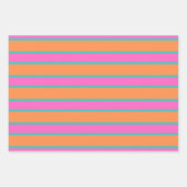 Geometrische rosa, orange und blaue Streifen Geschenkpapier Set (Vorderseite)