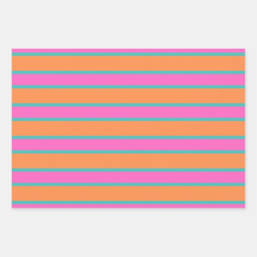 Geometrische rosa, orange und blaue Streifen Geschenkpapier Set (Vorderseite)