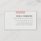 Geometrische rosa RoseMinimalistischer Visitenkarte (Rückseite)