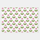 Geometrische Rosa und grüne Blume Geschenkpapier Set (Vorderseite)
