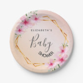 geometrische Rose der Dusche Rosa Pappteller (Vorderseite)