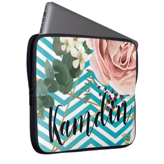 Geometrische Rose für personalisierte Notebookgehä Laptopschutzhülle (Vorne Rechts)
