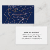 Geometrische Rose Gold Blue Beruflich Construct Visitenkarte (Vorne/Hinten)