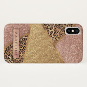 Geometrische Rose Gold Blush Glitzer Leopard Case-Mate iPhone Hülle (Rückseite (Horizontal))