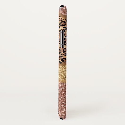 Geometrische Rose Gold Blush Glitzer Leopard Case-Mate iPhone Hülle (Hinten/Rechts)