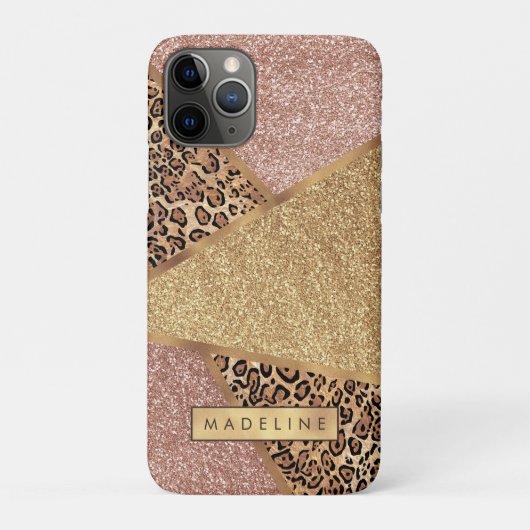 Geometrische Rose Gold Blush Glitzer Leopard Muste Case-Mate iPhone Hülle (Rückseite)