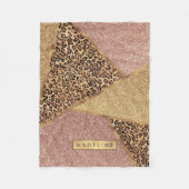 Geometrische Rose Gold Blush Glitzer Leopard Muste Fleecedecke (Vorderseite)