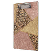 Geometrische Rose Gold Blush Glitzer Leopard Muste Klemmbrett (Links)