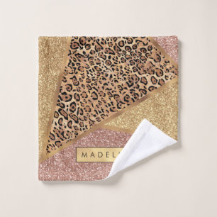 Geometrische Rose Gold Blush Glitzer Leopard Muste Waschlappen