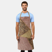 Geometrische Rose Gold Blush Glitzer Leopard Schürze (Getragen)