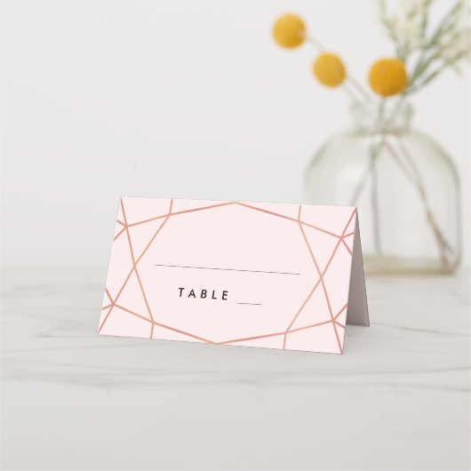 Geometrische Rose Gold-Escortkarte | Benutzerdefin Platzkarte (Vorderseite)