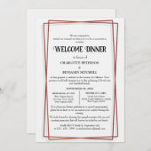 Geometrische Rose Gold Frame Probe Willkommensesse Einladung (Vorne/Hinten)