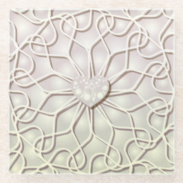 Geometrische Rose Gold LIEBE Herzmuster Glasuntersetzer