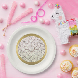 Geometrische Rose Gold LIEBE Herzmuster Pappteller