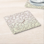 Geometrische Rose Gold LIEBE Herzmuster Rechteckiger Pappuntersetzer (angewinkelt)