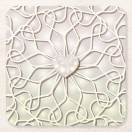 Geometrische Rose Gold LIEBE Herzmuster Rechteckiger Pappuntersetzer