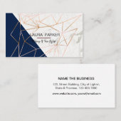 Geometrische Rose Gold Marmormarle Visitenkarte (Vorne/Hinten)