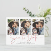 Geometrische Rose Gold Save the Date handschriftli (Stehend Vorderseite)