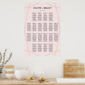 Geometrische Rose Gold Seating Chart | Benutzerdef Poster (Küche)