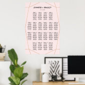 Geometrische Rose Gold Seating Chart | Benutzerdef Poster (Heimbüro)