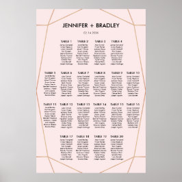 Geometrische Rose Gold Seating Chart | Benutzerdef Poster