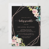Geometrische Rose Gold Spring Floral Baby Sprinkle Einladung (Vorderseite)