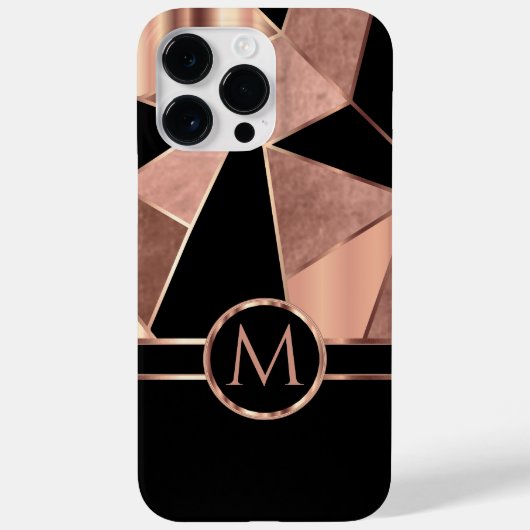 Geometrische Rose Gold und Schwarz Case-Mate iPhone Hülle (Rückseite)