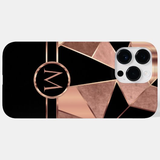 Geometrische Rose Gold und Schwarz Case-Mate iPhone Hülle (Rückseite (Horizontal))