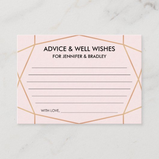 Geometrische Rose Gold Wedding Advice Card Begleitkarte (Vorderseite)