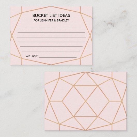 Geometrische Rose Gold Wedding Bucket List Ideen K Begleitkarte (Vorne/Hinten)