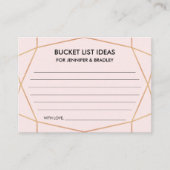 Geometrische Rose Gold Wedding Bucket List Ideen K Begleitkarte (Vorderseite)