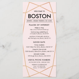 Geometrische Rose Gold Wedding Welcome Card Programm