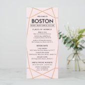 Geometrische Rose Gold Wedding Welcome Card Programm (Stehend Vorderseite)